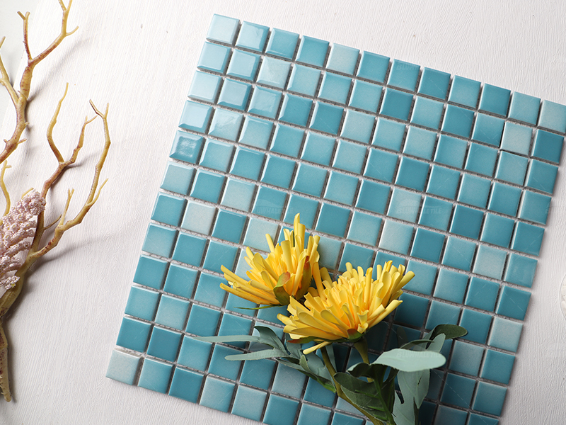 1x1 blue mix swimming pool tiles on stock