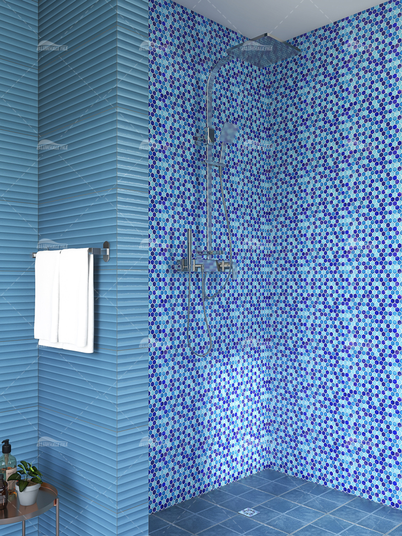 shower tile use glass iridescent tile