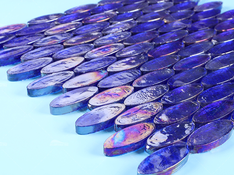 oval iridescent glass tile