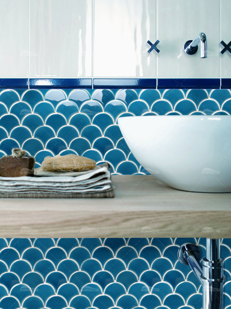 blue bathroom vanity wall