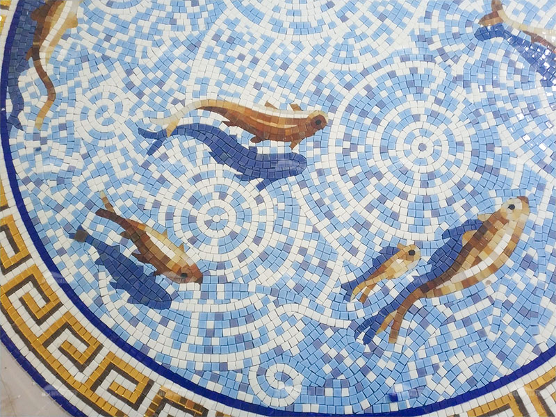 fish pattern mosaic art for pool