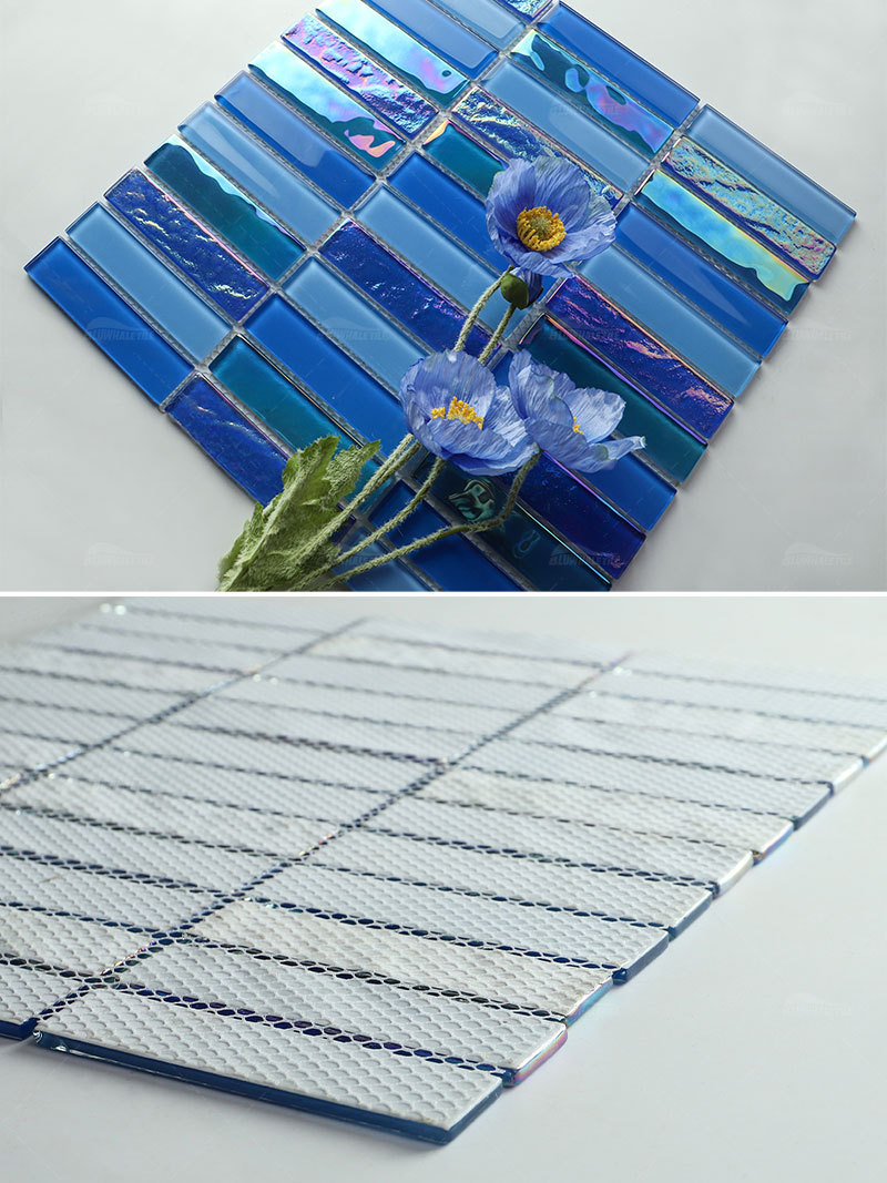 shimmer blue glass pool tile