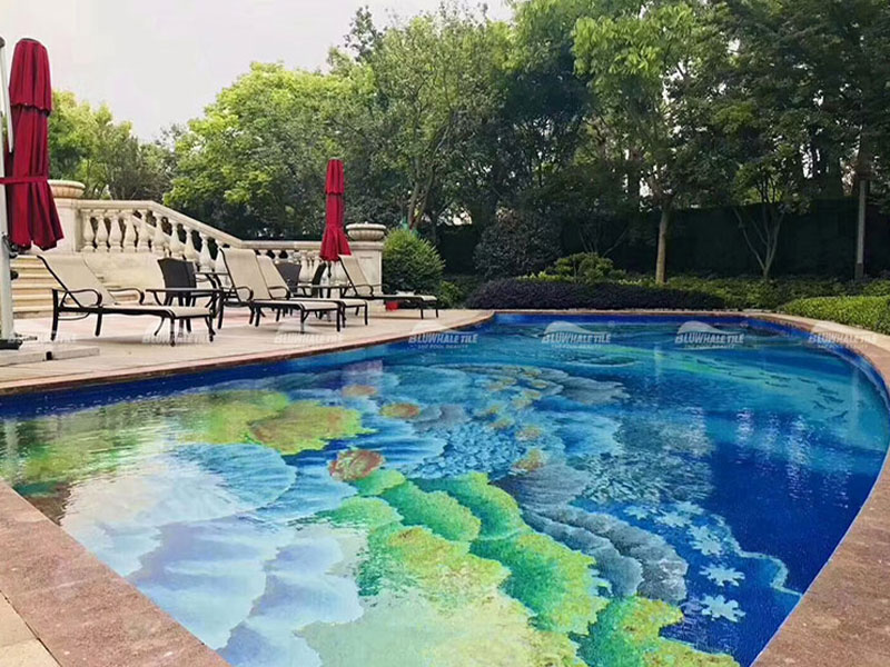colorful swimming pool mosaic mural