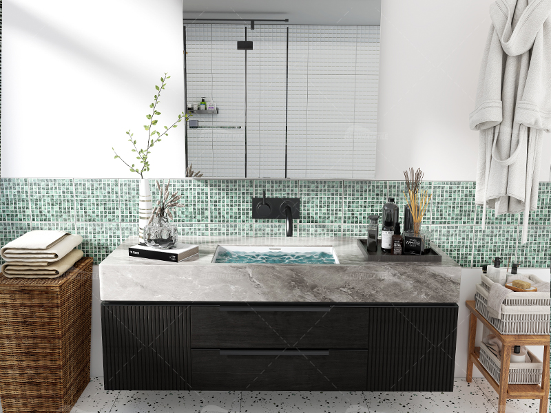refreshing dark green bathroom wall mosaic tile