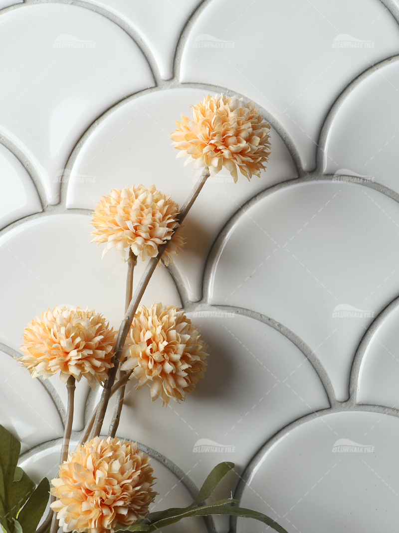 white fish scale tile