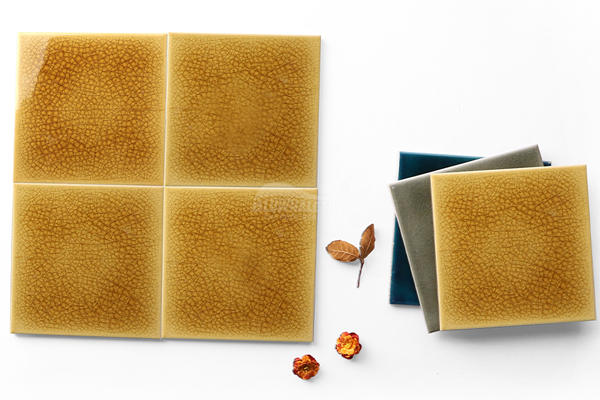 autumn tone glazed crackle square 6x6 tile