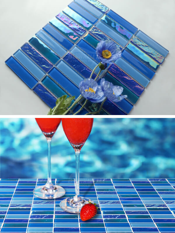 iridescent glass pool tile