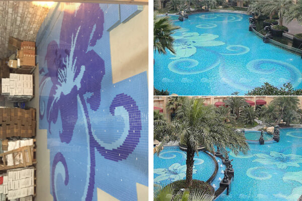 flower pattern pool mosaic art