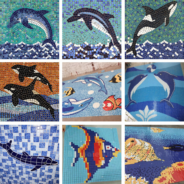 ceramic dolphin mosaic art