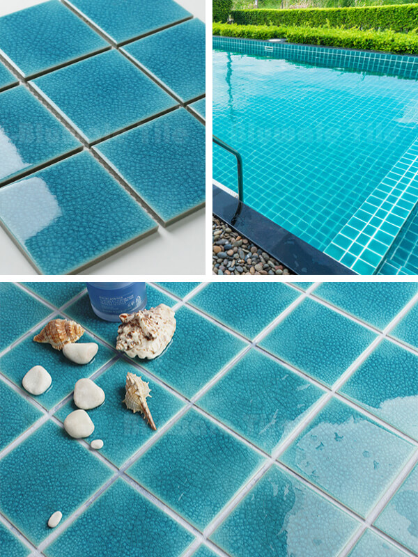 4x4 Ice Crackle Lake-Blue Ceramic Pool Tile BCQ608