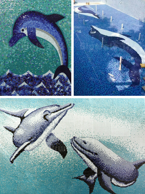 Dolphin Mosaic Art for Swimming Pool