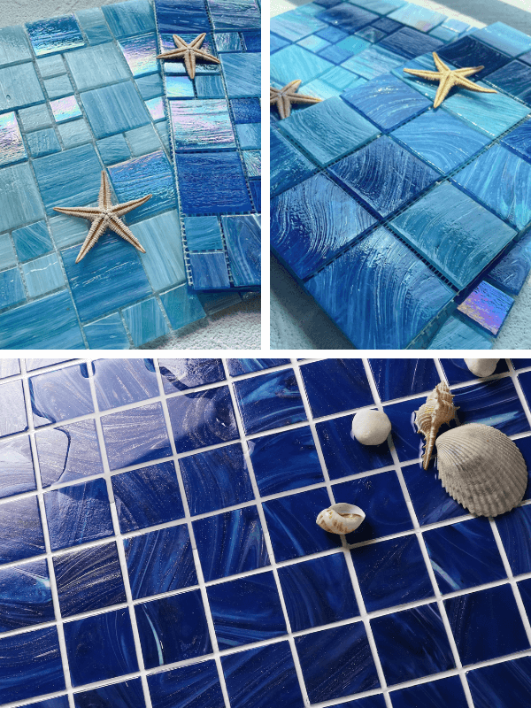 iridescent hot melt glass swimming pool tile