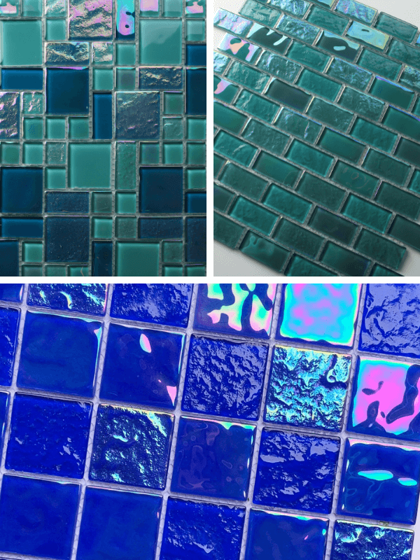 iridescent crystal glass pool mosaic tile