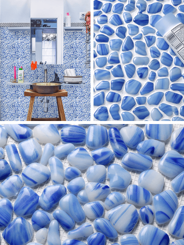 free stone blue glass mosaic tile