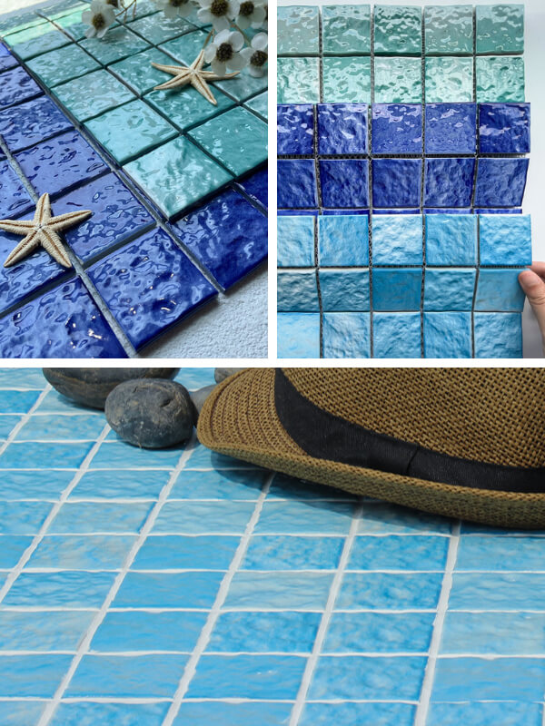 wave pattern ceramic pool mosaic