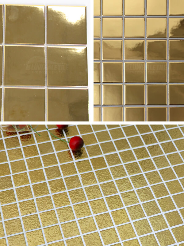 gold metallic glazed ceramic mosaic for pool