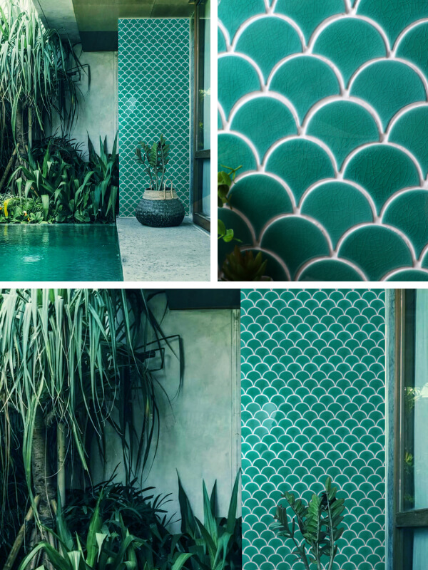 green fish scale tile