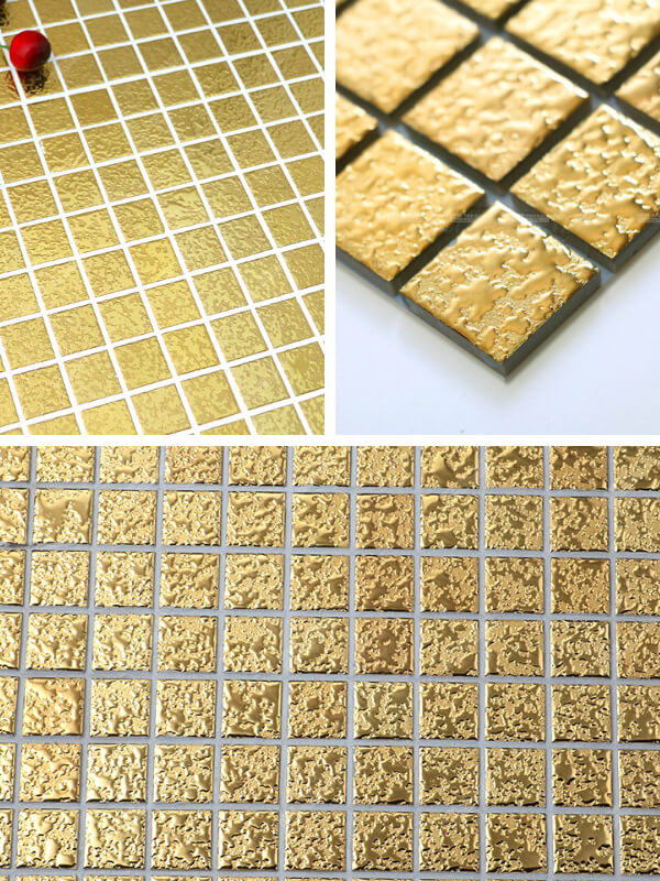 golden glazed ceramic mosaic tile for swimming pool