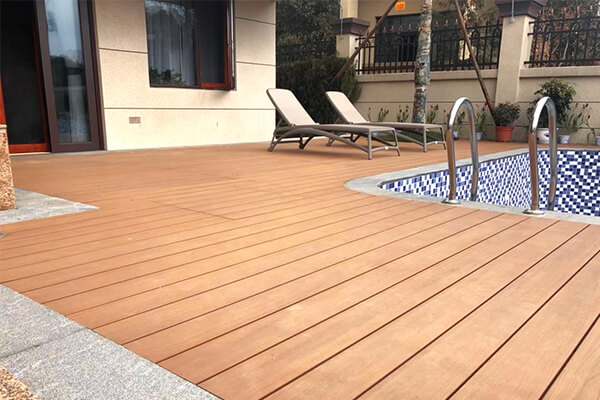 wood plastic composite for poolside area