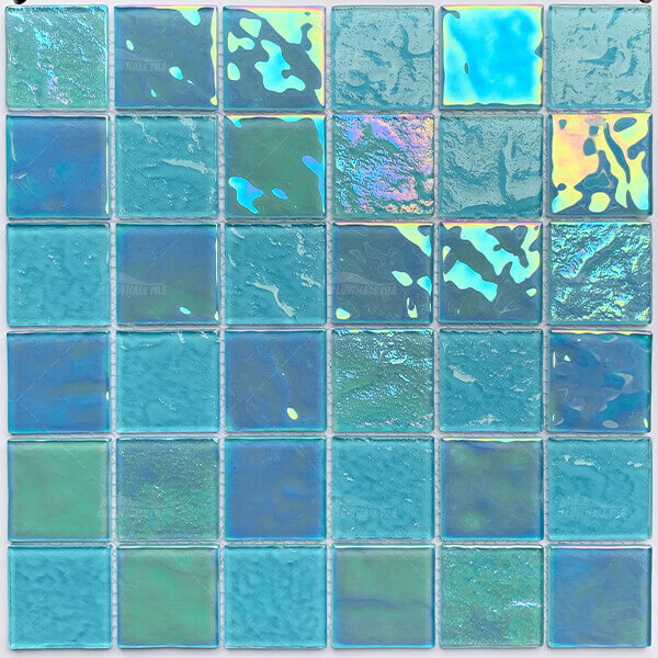 turquoise iridescent glass mosaic tile