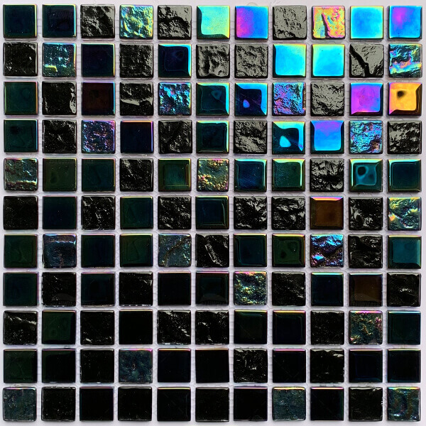 iridescent black glass pool tile