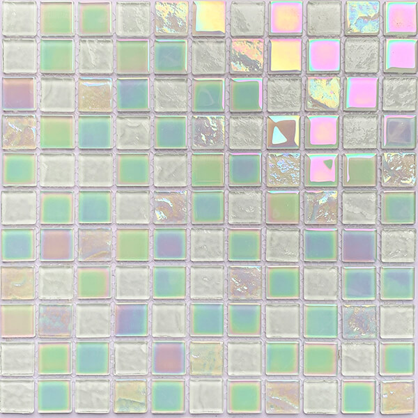 iridescent white glass pool mosaic