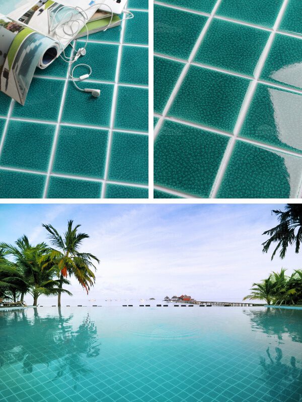 emerald green ice crackle pool tile