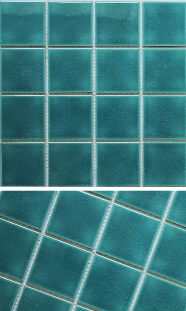 73x73mm Square Porcelain Crackle Turquoise Green COB702X