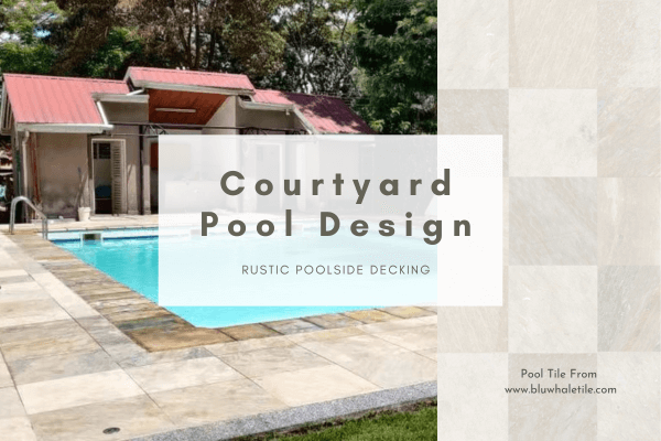 country pool with matte porcelain tile pool deck