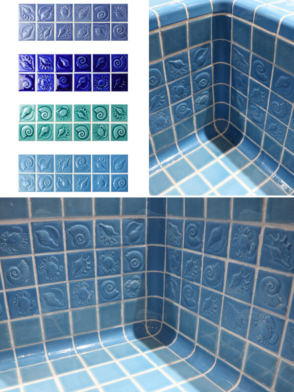 Marine organism pattern pool waterline tile