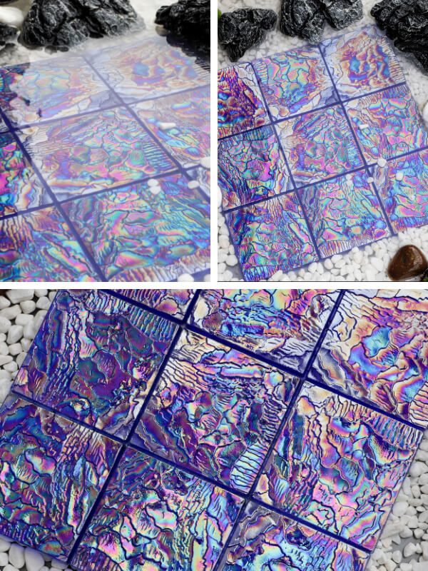 97x97mm Square Matte Crystal Glass Iridescent Cobalt Blue GMOF1601