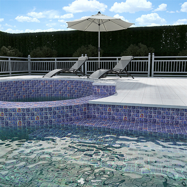 spa pool featuring 4 inch iridescent clear crystal glass mosaic pool