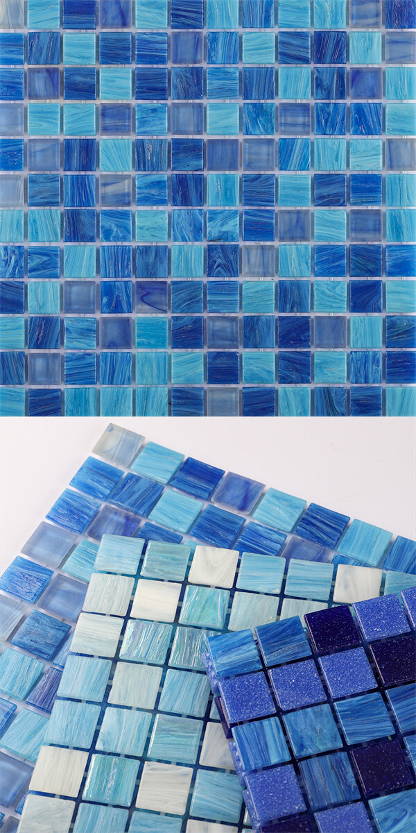 iridescent hot melt glass tile pool