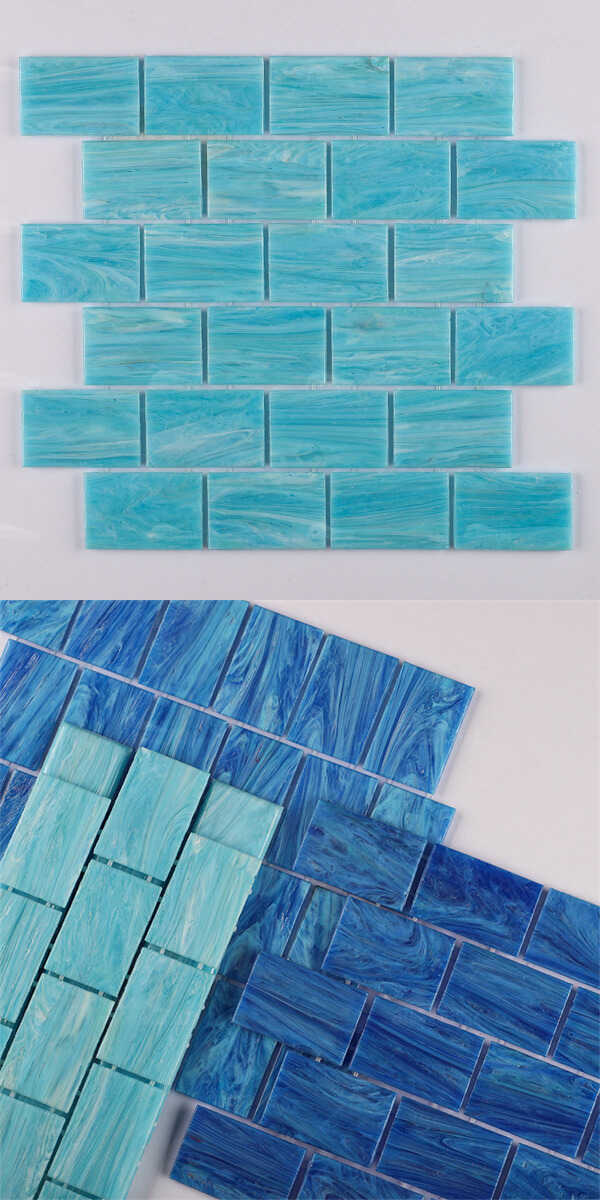 subway tile iridescent hot melt glass mosaic for pool