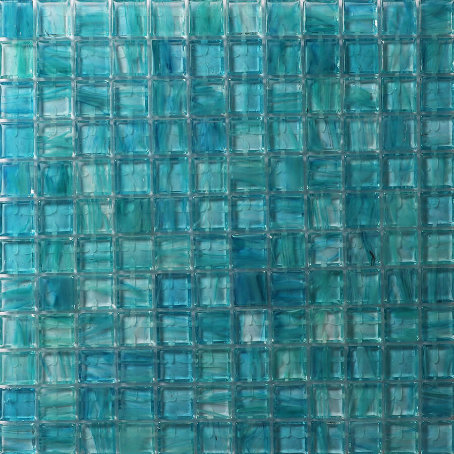 Amber Series - 23x23mm square iridescent hot melt glass pool tile