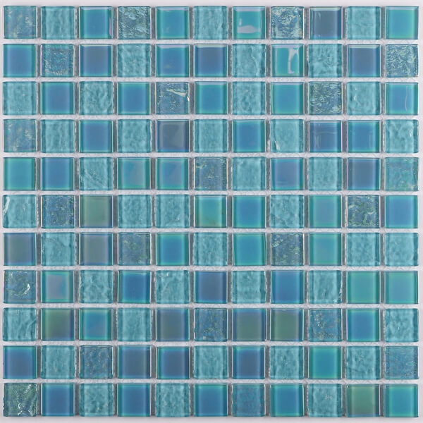 25x25mm Square Crystal Glass Iridescent Baby Blue GIOL1602