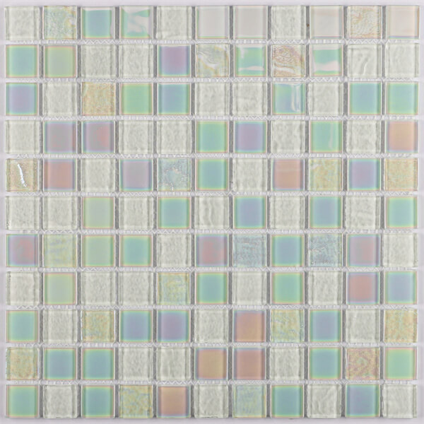 iridescent white crystal glass pool tile