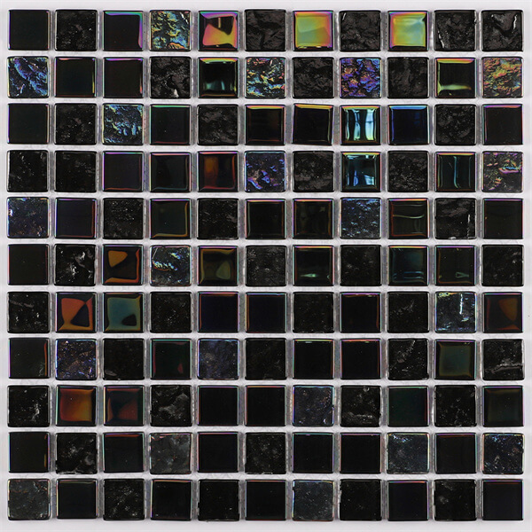 iridescent black crystal glass pool tile