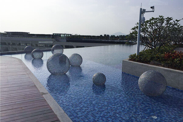 Infinity Rooftop Swimming Pool Decorated with sparkling balls