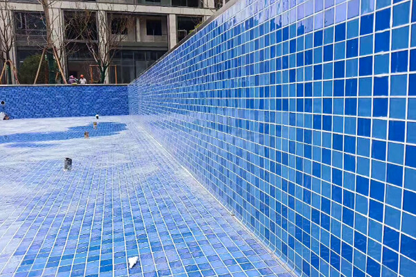 48x48mm crystal glass pool tile for hotel pool project