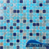 Lujo Blue Mix Gold Line GEO001KST-Mosaico de cristal, mosaico de cristal de China, mosaico de cristal para el backsplash de la cocina