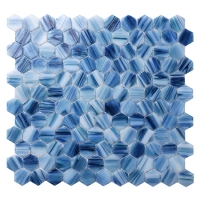 1 Inch Hexagon Matte Hot Melt Glass Blue BGZ030-Hexagon Mosaic, Hexagon Tile, Swimming Pool Mosaic