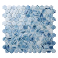Hex BGZ036-Mosaico de hexágono, mosaico de pared de hexágono, Mosaico de vidrio de piscina