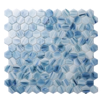 1 Inch Hexagon Matte Hot Melt Glass Blue BGZ036-Hexagon Mosaic, Hexagon Wall Tile, Swimming Pool Glass Mosaic 