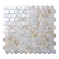 1 Inch Hexagon Matte Hot Melt Glass Pearl White BGZ039-Hexagon Mosaic, Hexagon Tile Bathroom, Hexagon Wall Tiles