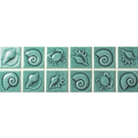 Green Seashell Pattern BCKB701-Border tile, Ceramic border tile, Pool waterline tile, Waterline tile color