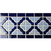 Frontera azul patrón de flores BCZB007-Azulejos de mosaico, frontera de mosaico de cerámica, patrones de frontera de azulejos, borde de azulejos en el baño