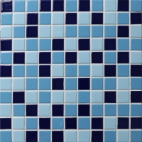 25x25mm Square Glossy Glazed Porcelain Mixed Blue BCI002-Mosaic tiles, Ceramic mosaic, Blue ceramic mosaic tile, Swimming pool tiles supplies