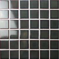 48x48mm Square Glossy Crystal Glazed Porcelain Black BCJ301-Mosaic tile, Ceramic mosaic, Black tile for kitchen backsplash, Cheap pool mosaic tile