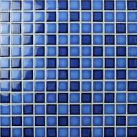 23x23mm Square Glossy Crystal Glazed Porcelain Mixed Dark Blue BCH004-Mosaic tile, Ceramic mosaic, Best mosaic tiles for pool, Pool tile manufacturer